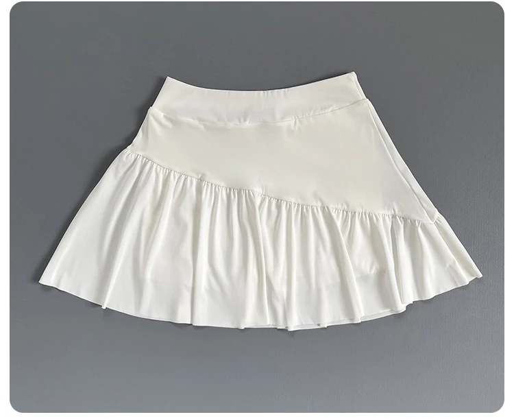 Women High Waist Ruffle Athletic Skort Built-in Liner Shorts Quick Dry Breathable Tennis Fitness Running Workout Sports Skirt