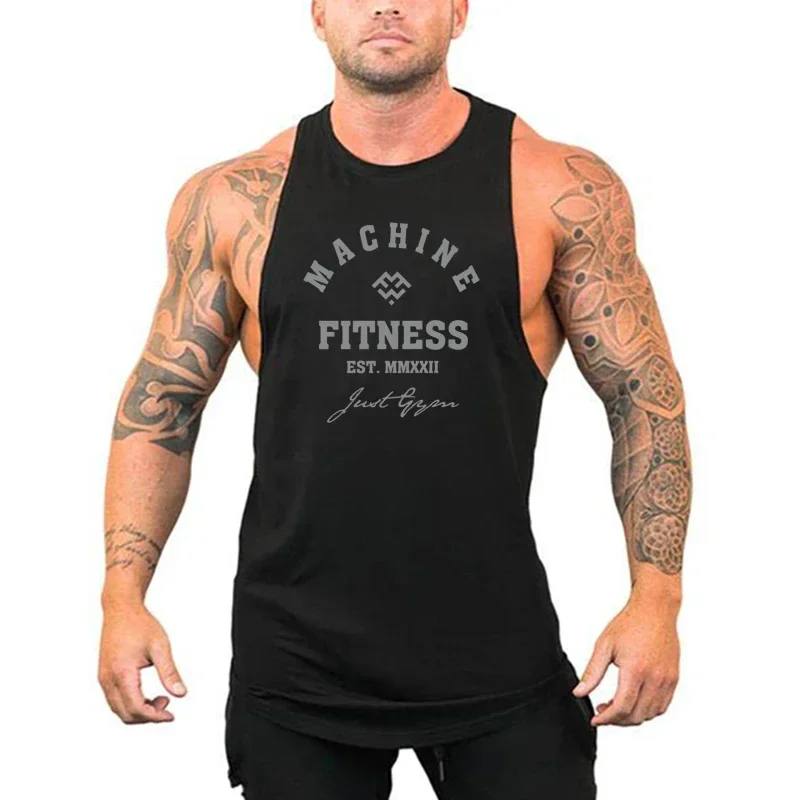 Summer Breathable Running Vests Gym Fitness Cotton Tank Tops Casual Hip Hop Sleeveless T-shirts Mens Bodybuilding Loose Clothing