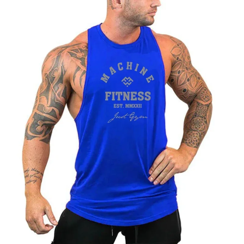 Summer Breathable Running Vests Gym Fitness Cotton Tank Tops Casual Hip Hop Sleeveless T-shirts Mens Bodybuilding Loose Clothing