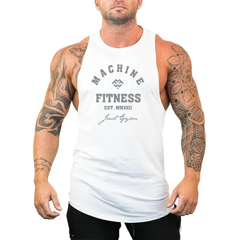 Summer Breathable Running Vests Gym Fitness Cotton Tank Tops Casual Hip Hop Sleeveless T-shirts Mens Bodybuilding Loose Clothing