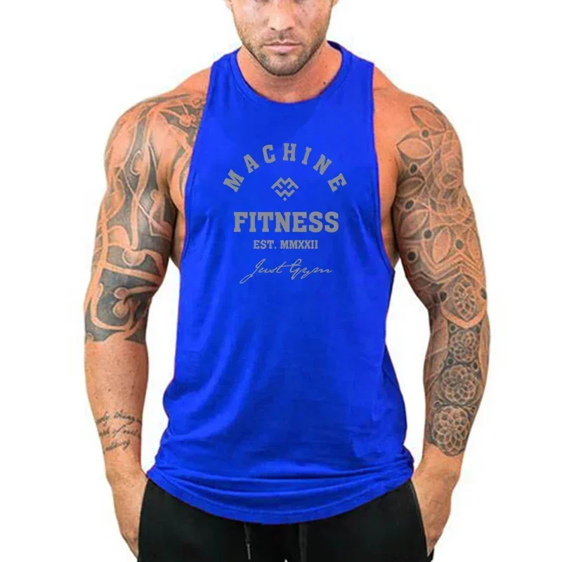Summer Breathable Running Vests Gym Fitness Cotton Tank Tops Casual Hip Hop Sleeveless T-shirts Mens Bodybuilding Loose Clothing