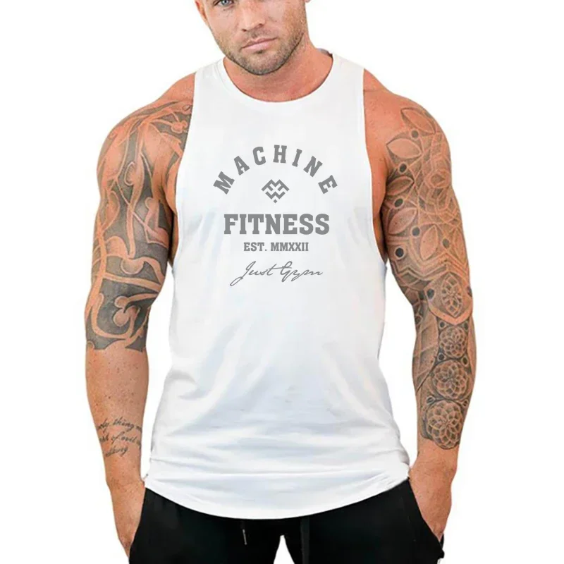 Summer Breathable Running Vests Gym Fitness Cotton Tank Tops Casual Hip Hop Sleeveless T-shirts Mens Bodybuilding Loose Clothing