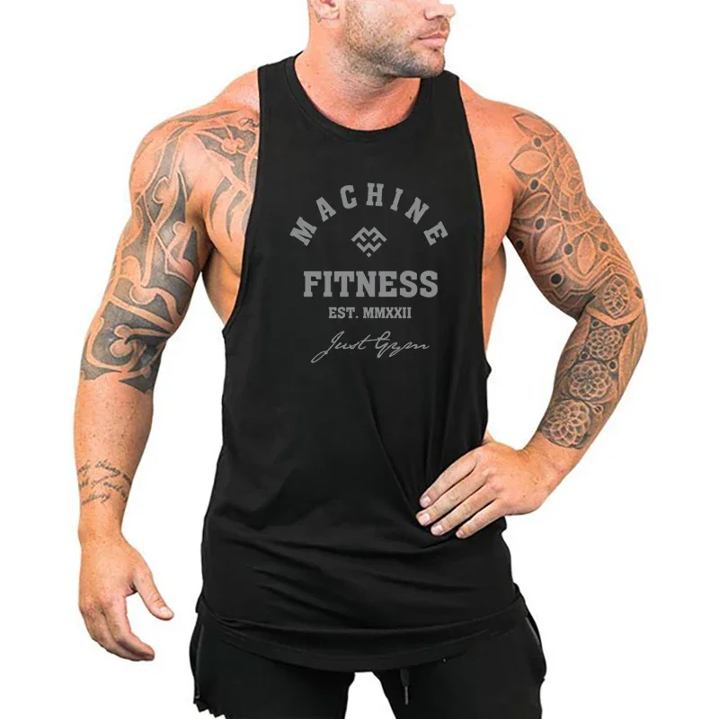 Summer Breathable Running Vests Gym Fitness Cotton Tank Tops Casual Hip Hop Sleeveless T-shirts Mens Bodybuilding Loose Clothing