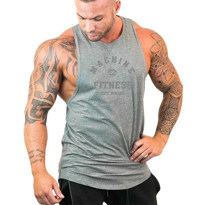 Summer Breathable Running Vests Gym Fitness Cotton Tank Tops Casual Hip Hop Sleeveless T-shirts Mens Bodybuilding Loose Clothing