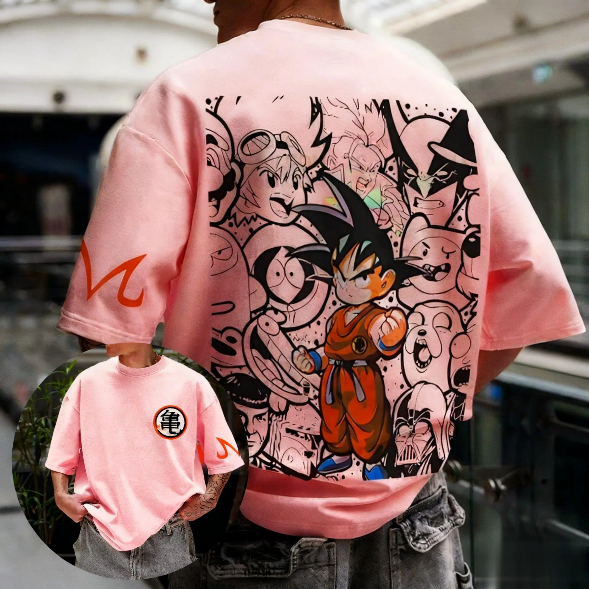 2026 Summer Dragon Ball Retro Pure Cotton Fitness T-shirt Men's Oversized Short-sleeved Family Unisex Children's Casual Shirt
