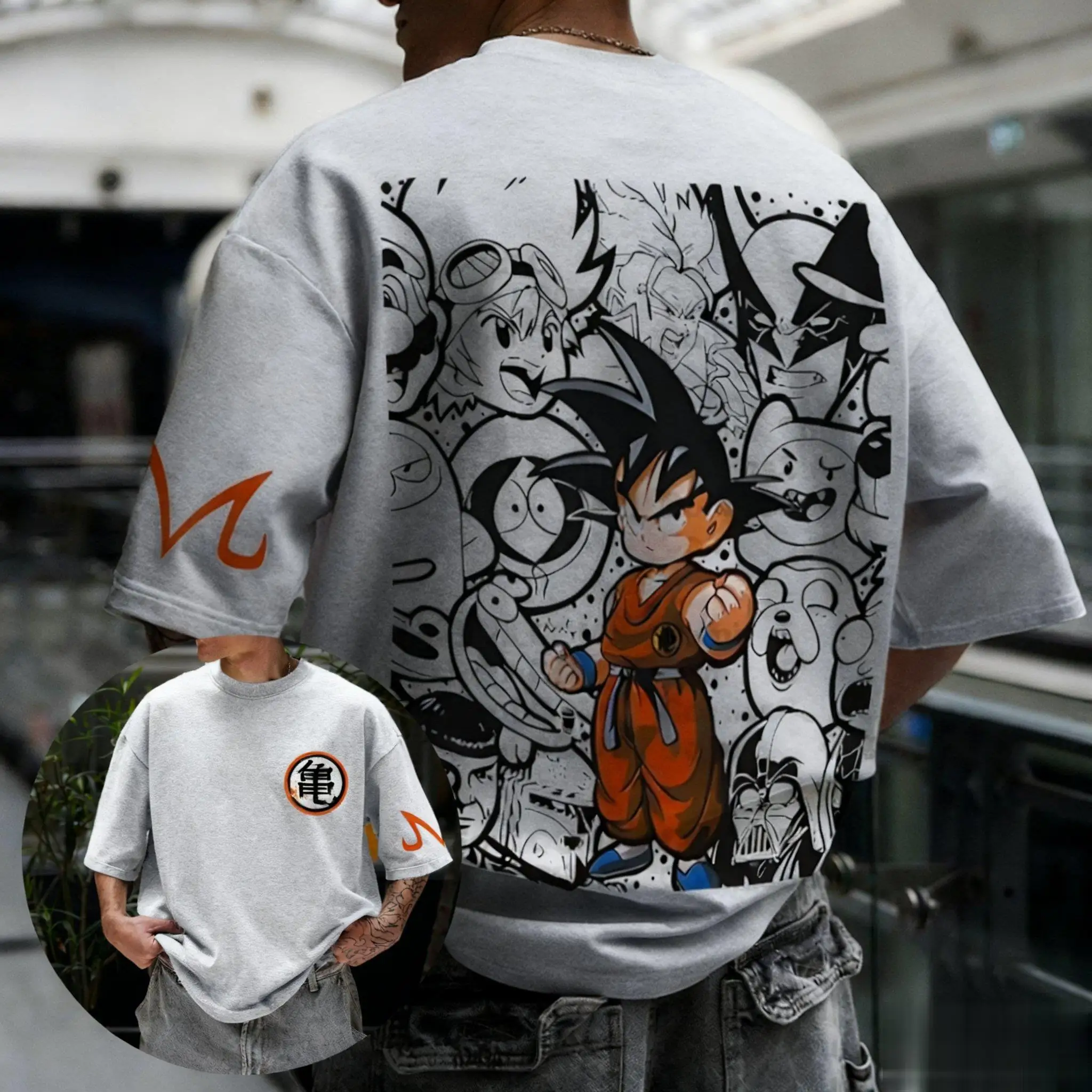 2026 Summer Dragon Ball Retro Pure Cotton Fitness T-shirt Men's Oversized Short-sleeved Family Unisex Children's Casual Shirt