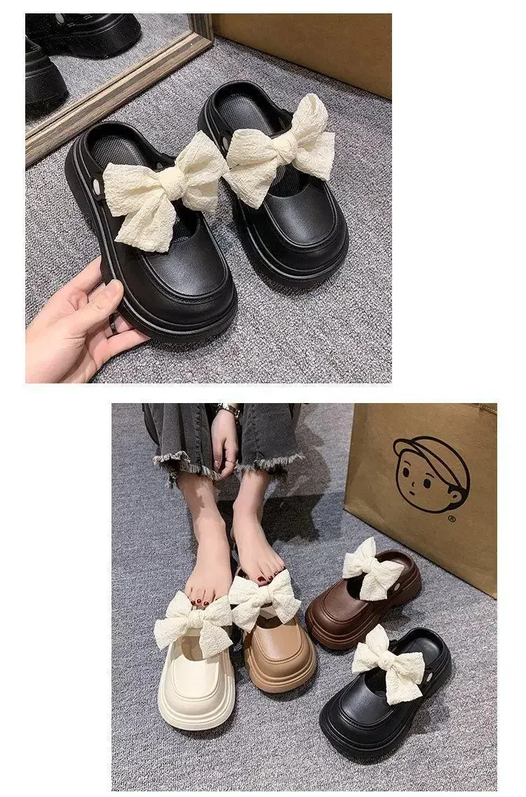 2026 New EVA Women's Bowknot Slippers Summer Soft Outdoor Lightweight Casual Sandals Slippers Plus Non-slip Beach Shoes Women's