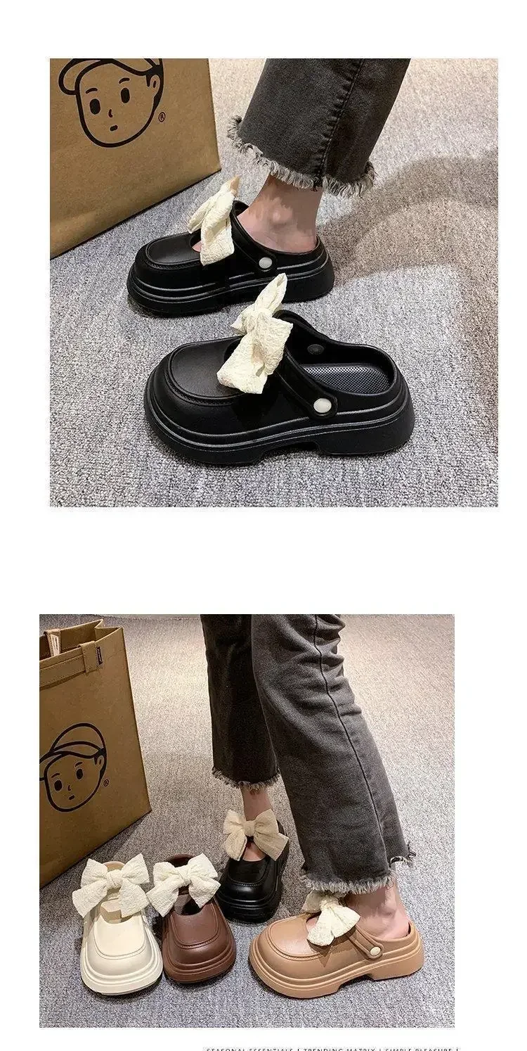 2026 New EVA Women's Bowknot Slippers Summer Soft Outdoor Lightweight Casual Sandals Slippers Plus Non-slip Beach Shoes Women's
