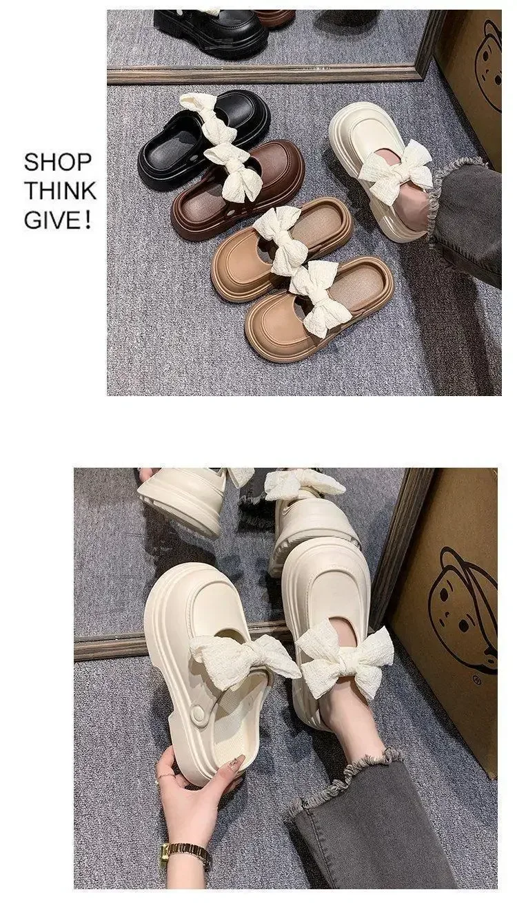 2026 New EVA Women's Bowknot Slippers Summer Soft Outdoor Lightweight Casual Sandals Slippers Plus Non-slip Beach Shoes Women's