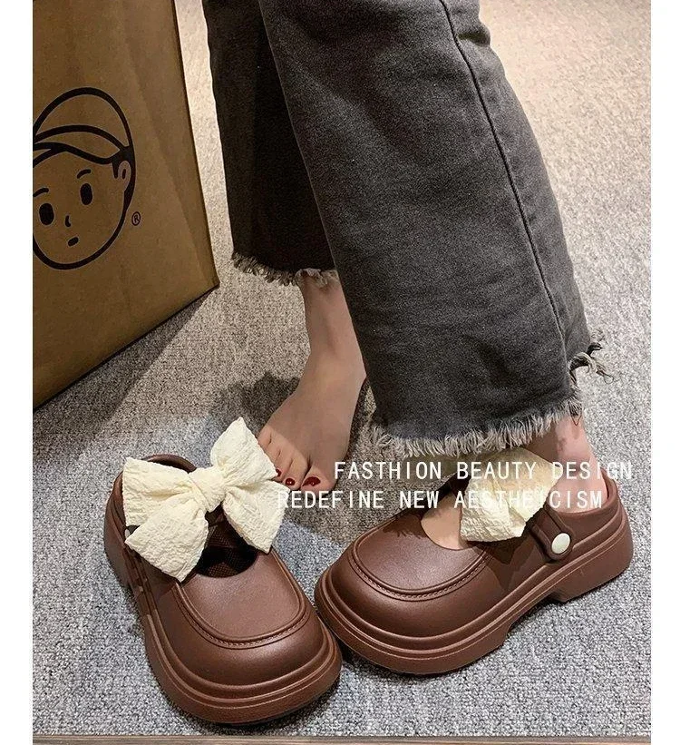 2026 New EVA Women's Bowknot Slippers Summer Soft Outdoor Lightweight Casual Sandals Slippers Plus Non-slip Beach Shoes Women's