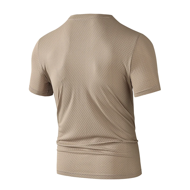 Premium Men's Business Casual V Neck T-Shirt Ice Silk Lightweight Breathable Summer Tops