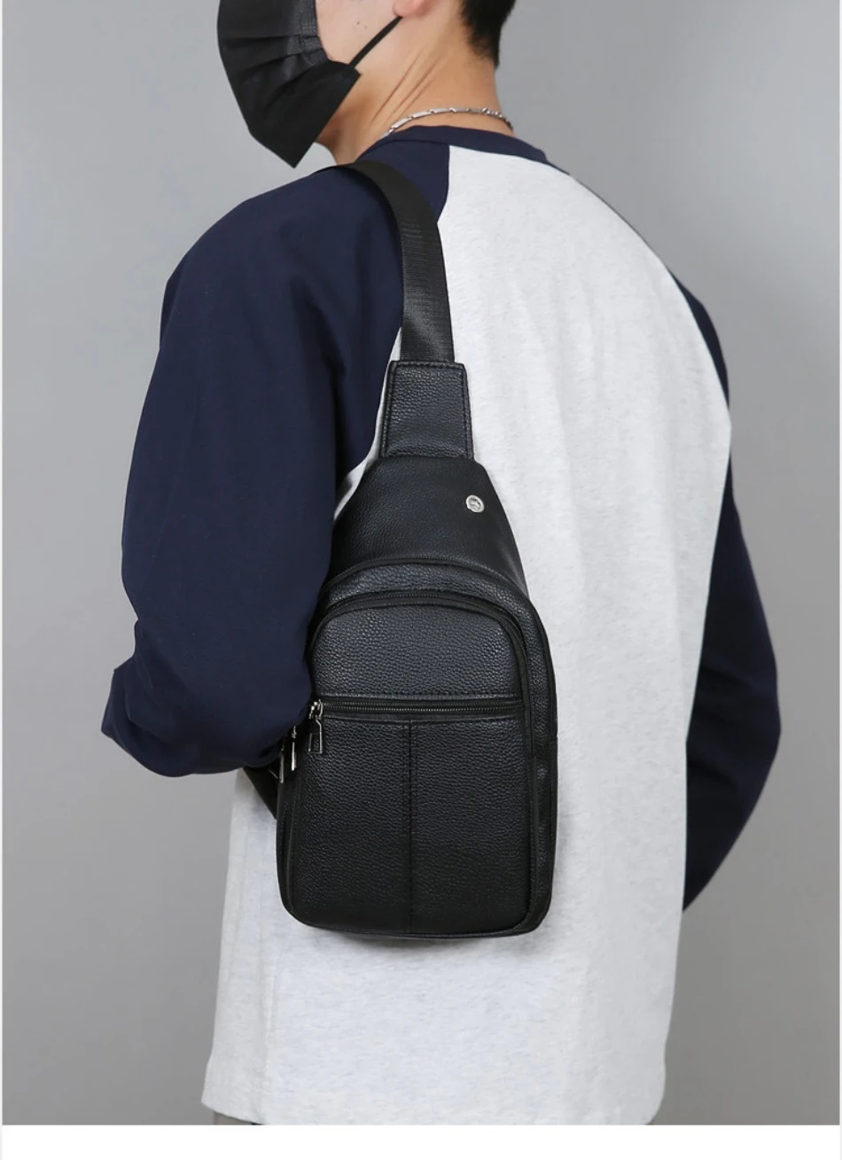 New Soft Leather Shoulder Bag Large Capacity Business Versatile Fashion Crossbody Bag PU Texture Commuter Men's Chest Bag