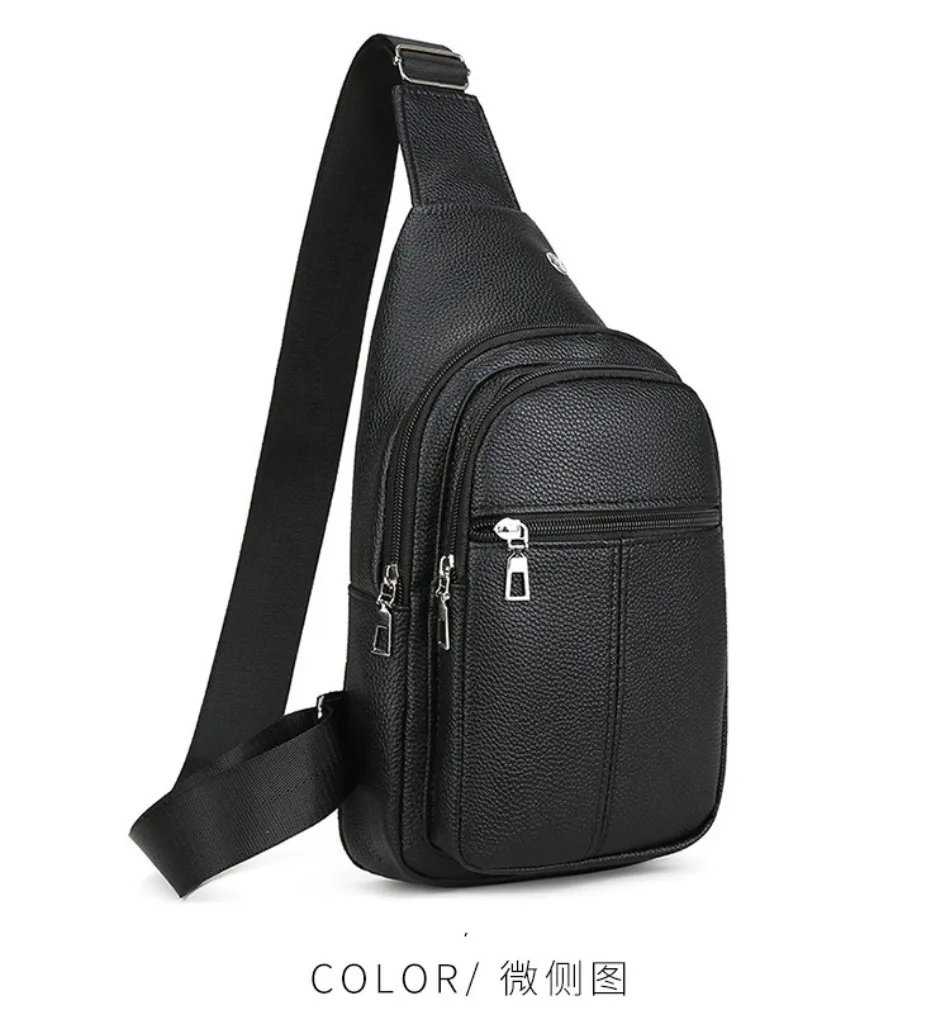 New Soft Leather Shoulder Bag Large Capacity Business Versatile Fashion Crossbody Bag PU Texture Commuter Men's Chest Bag