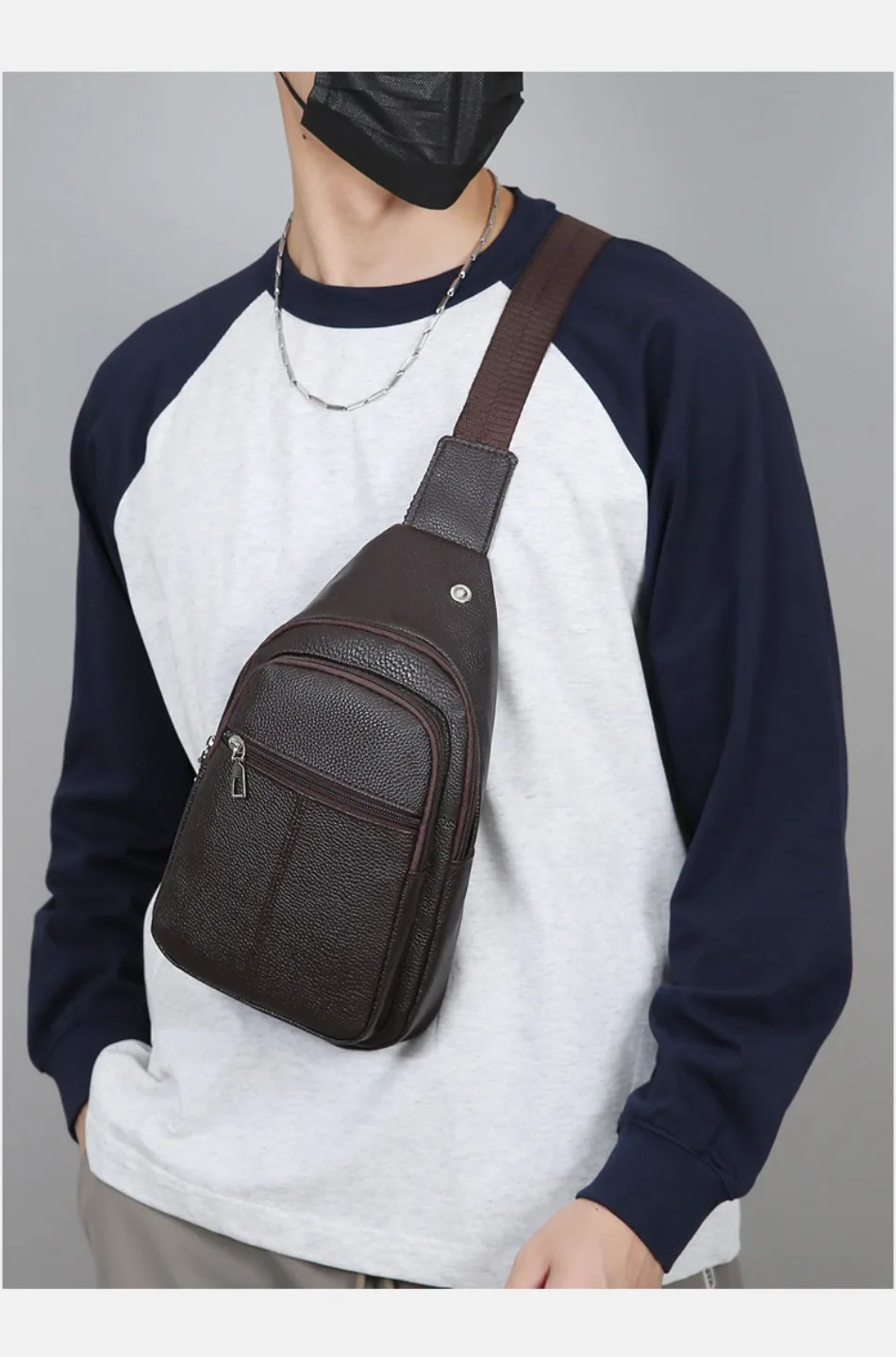 New Soft Leather Shoulder Bag Large Capacity Business Versatile Fashion Crossbody Bag PU Texture Commuter Men's Chest Bag
