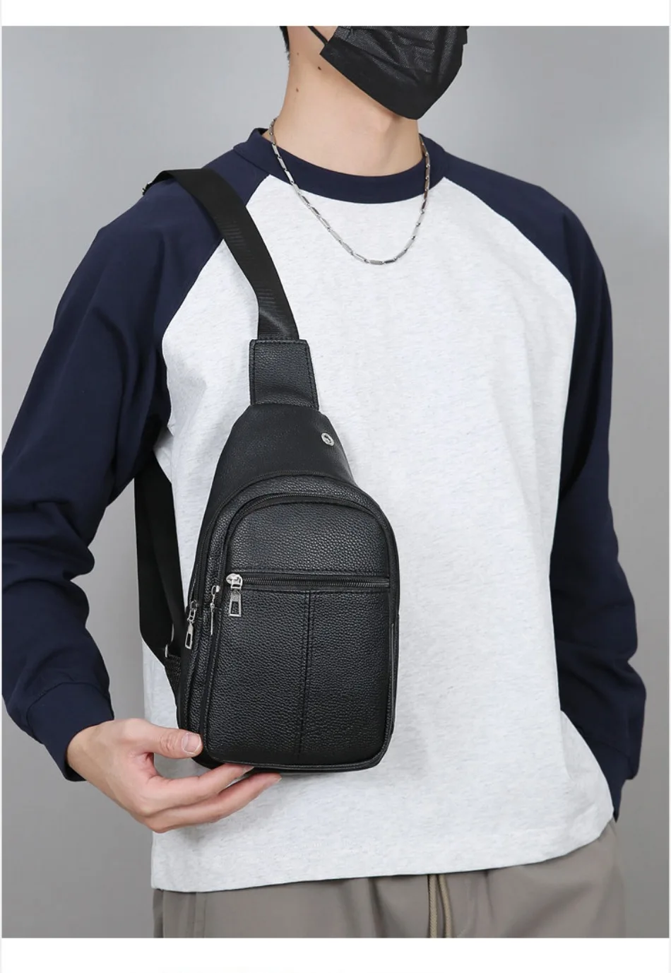 New Soft Leather Shoulder Bag Large Capacity Business Versatile Fashion Crossbody Bag PU Texture Commuter Men's Chest Bag