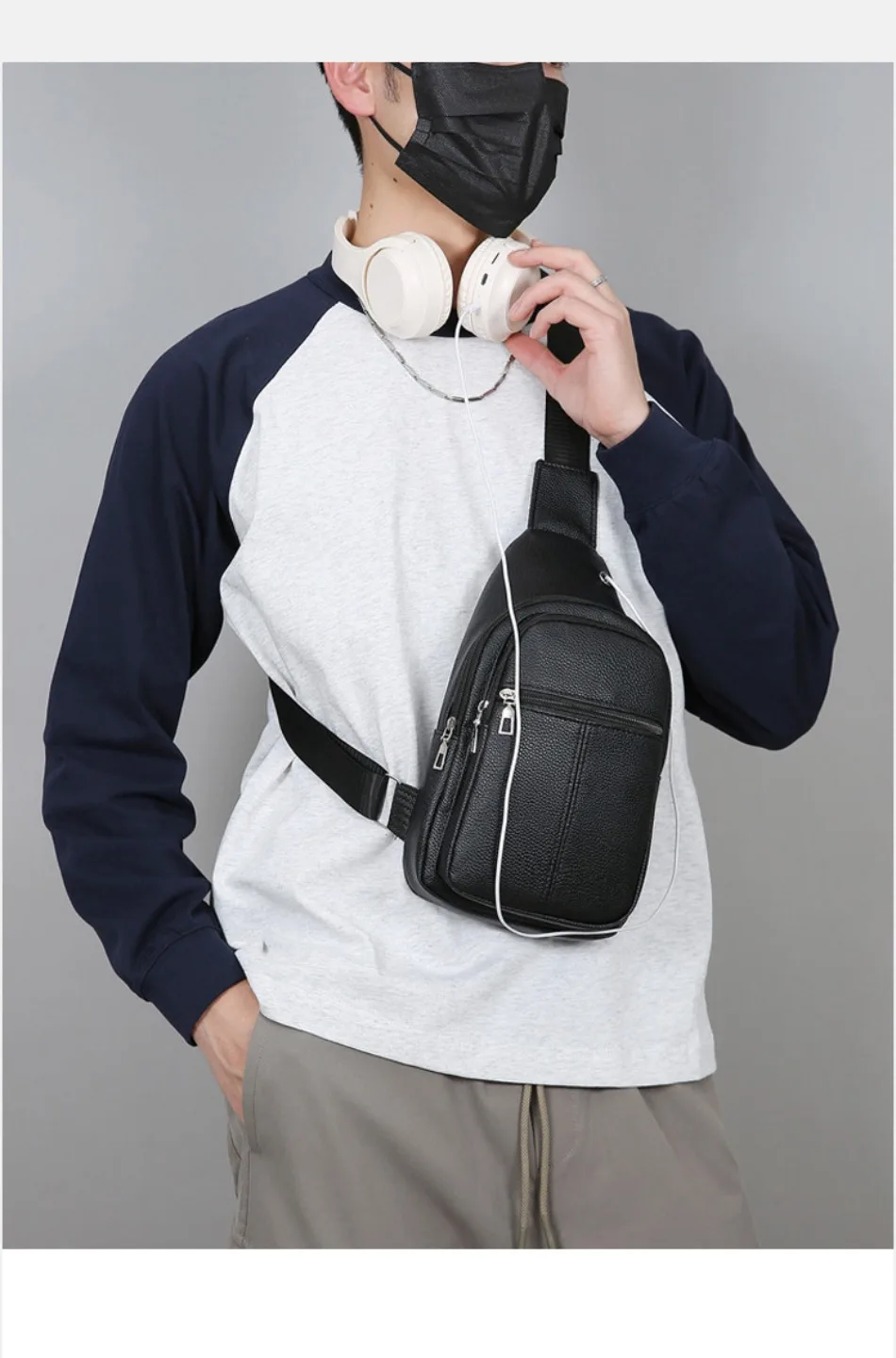 New Soft Leather Shoulder Bag Large Capacity Business Versatile Fashion Crossbody Bag PU Texture Commuter Men's Chest Bag