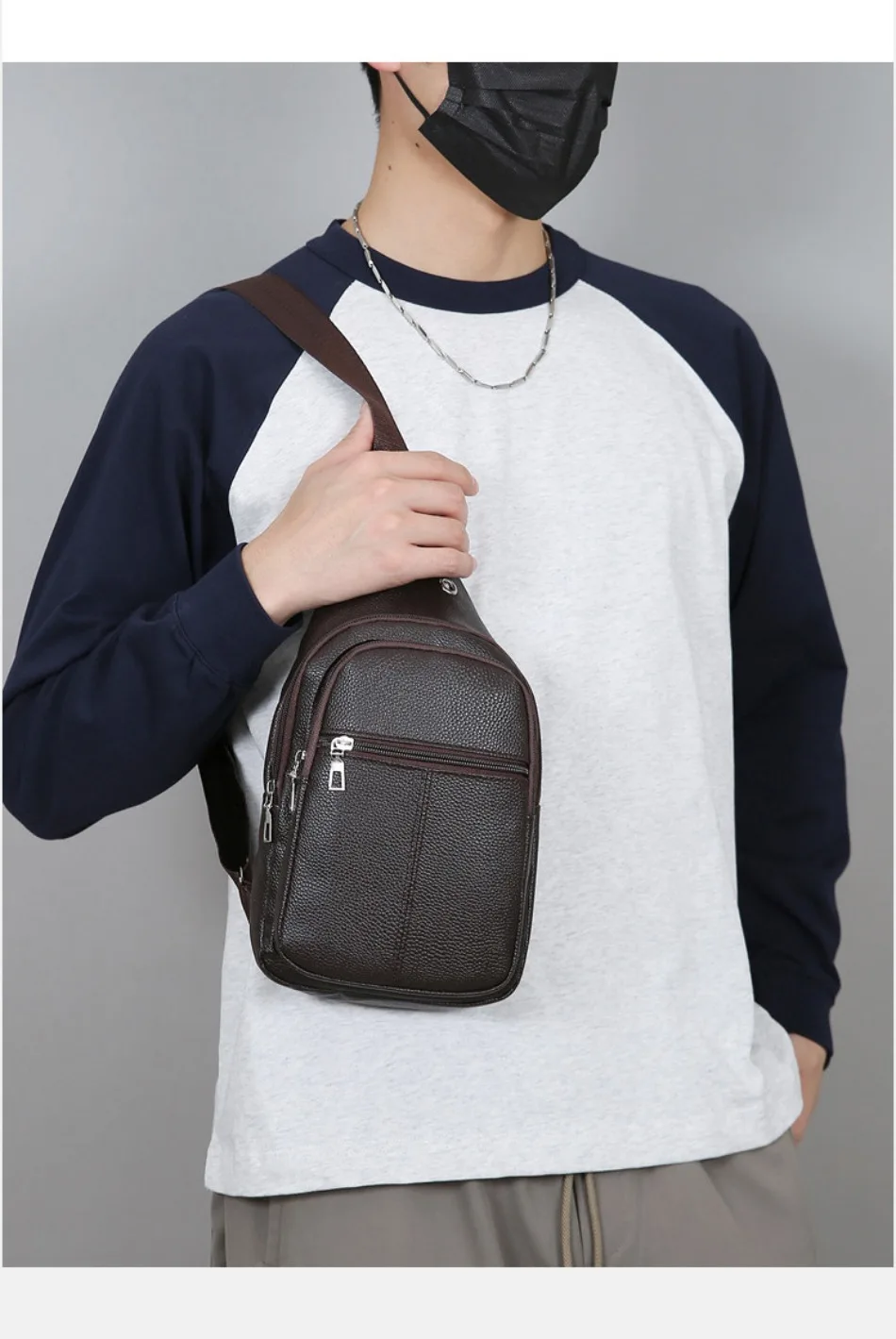 New Soft Leather Shoulder Bag Large Capacity Business Versatile Fashion Crossbody Bag PU Texture Commuter Men's Chest Bag