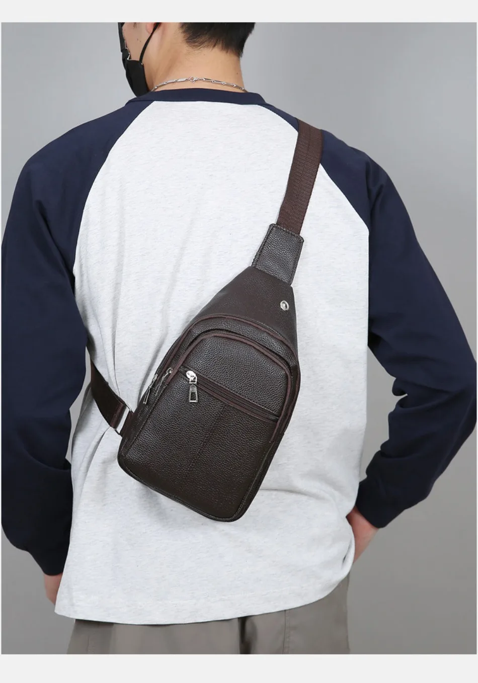 New Soft Leather Shoulder Bag Large Capacity Business Versatile Fashion Crossbody Bag PU Texture Commuter Men's Chest Bag