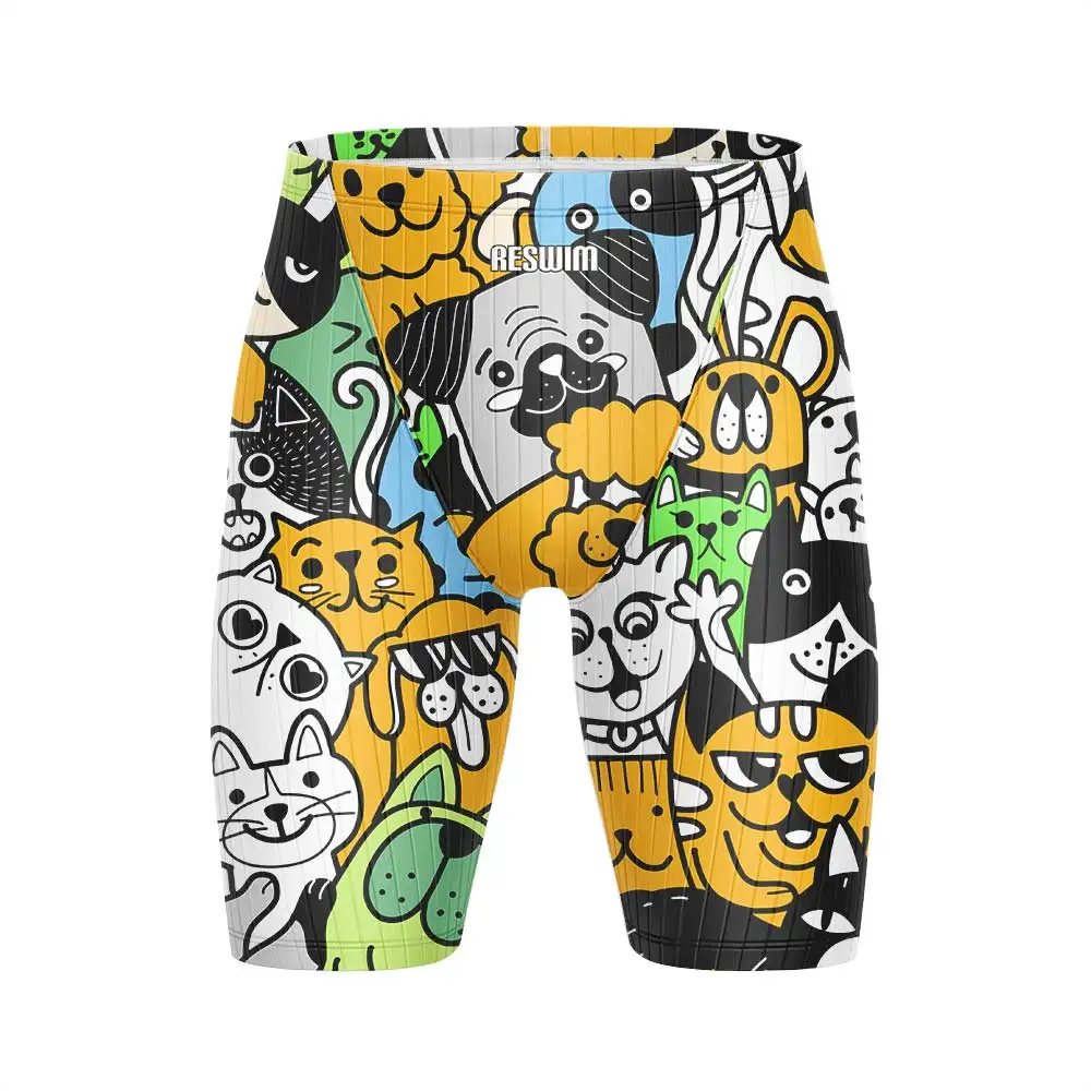 Summer Endurance Athletic Training Swimsuit Men's Swim Jammer Shorts Beach Swimming Trunks Swimwear Jammers Tights Surfing Pants