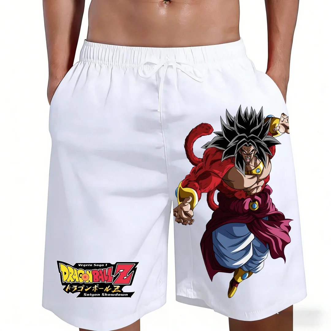 2026 New Dragon Ball Broly Super Saiyan 4 Anime Print Beach Shorts Casual Loose Family Matching Outfits Summer Quick Dry Sports