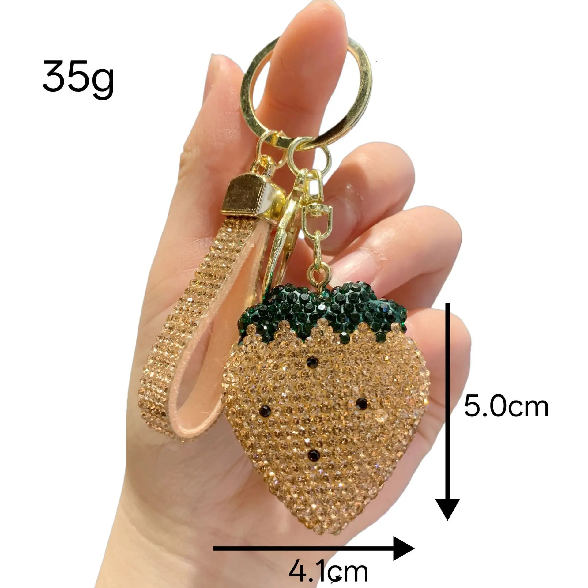 Creative Clay Strawberry Keychain - Double-Sided Full Rhinestone Charm, Simple & Sweet Bag Accessory for Girls