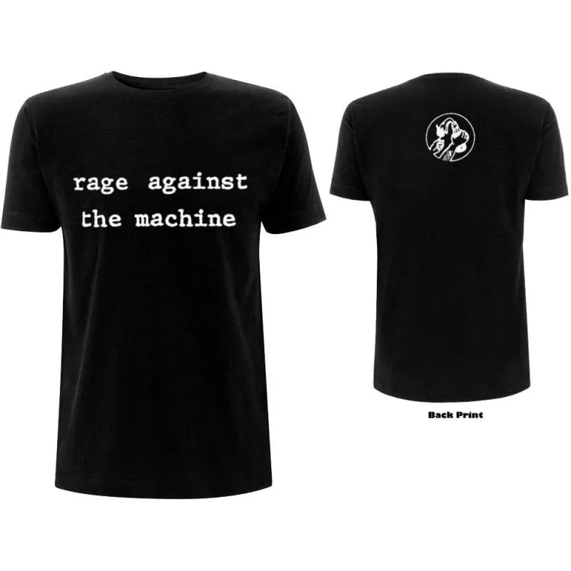 Rage Against The Machine Typewriter Text Print Cotton T-Shirt Minimalist Political Rock Streetwear Unisex Crew Neck