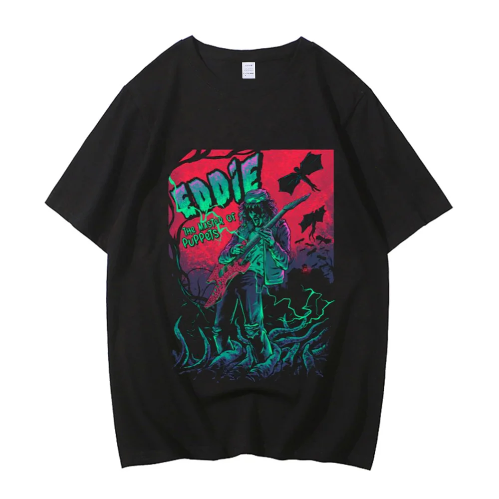 Eddie Munson cotton t shirt men streetwear Classic Punk Gothic t shirt University streetwear Pop Culture Psychedelic graphic