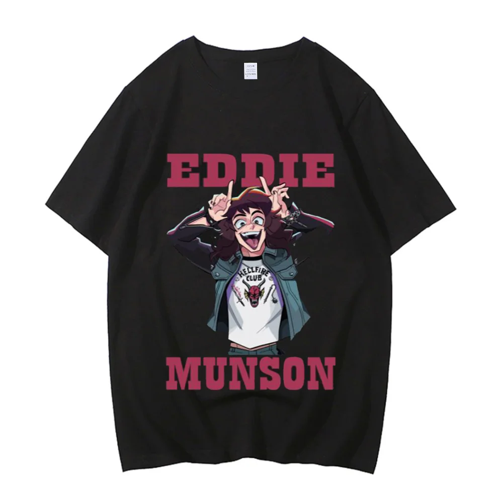 Eddie Munson cotton t shirt men streetwear Classic Punk Gothic t shirt University streetwear Pop Culture Psychedelic graphic
