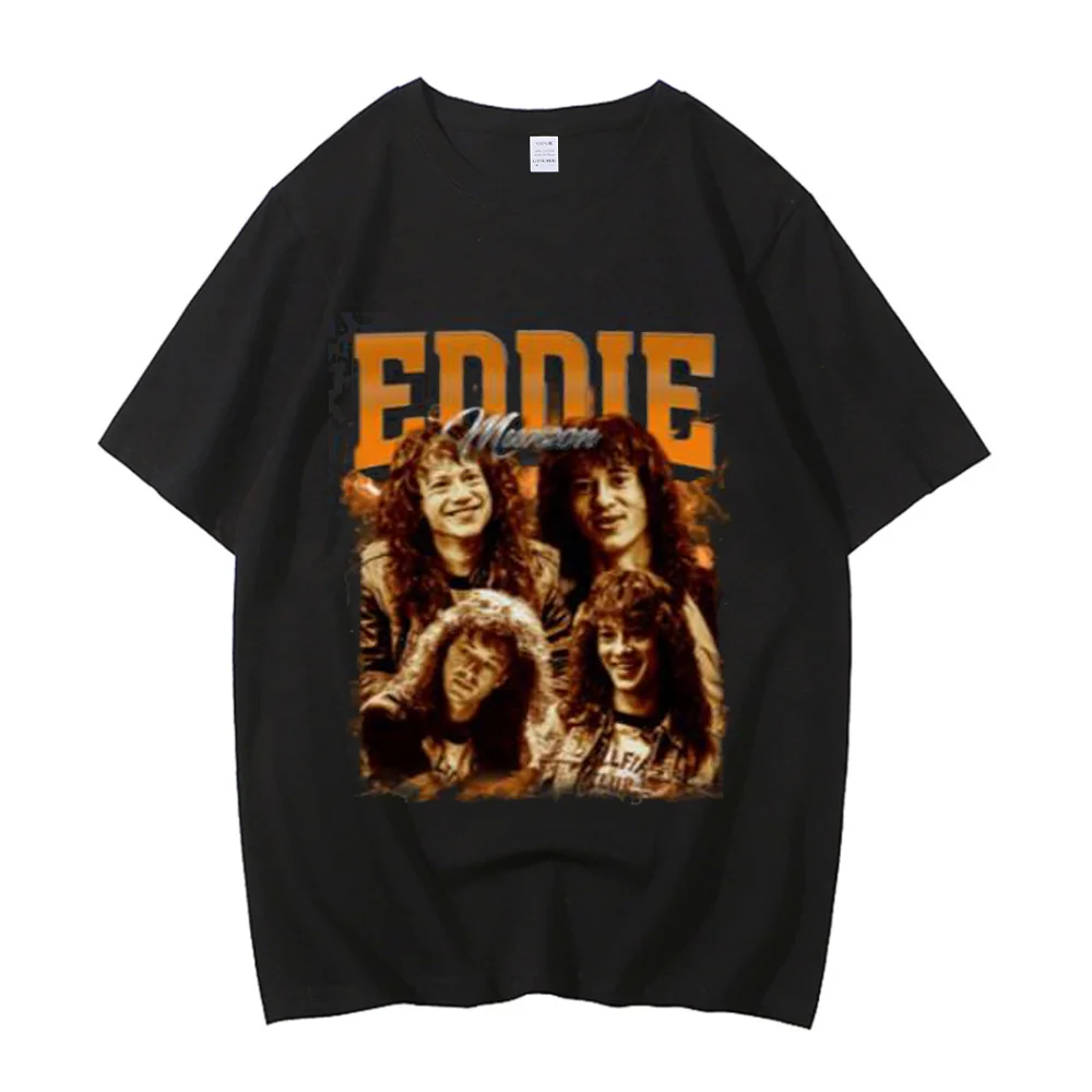 Eddie Munson cotton t shirt men streetwear Classic Punk Gothic t shirt University streetwear Pop Culture Psychedelic graphic