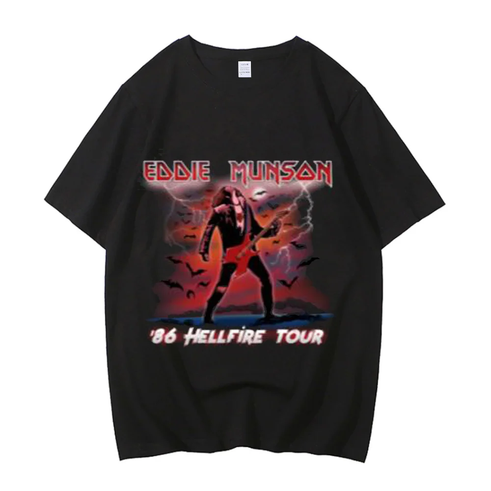 Eddie Munson cotton t shirt men streetwear Classic Punk Gothic t shirt University streetwear Pop Culture Psychedelic graphic