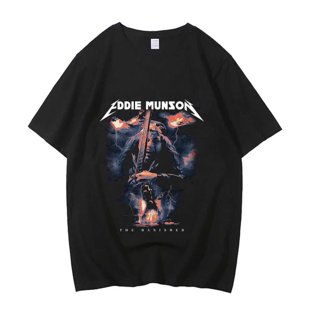 Eddie Munson cotton t shirt men streetwear Classic Punk Gothic t shirt University streetwear Pop Culture Psychedelic graphic