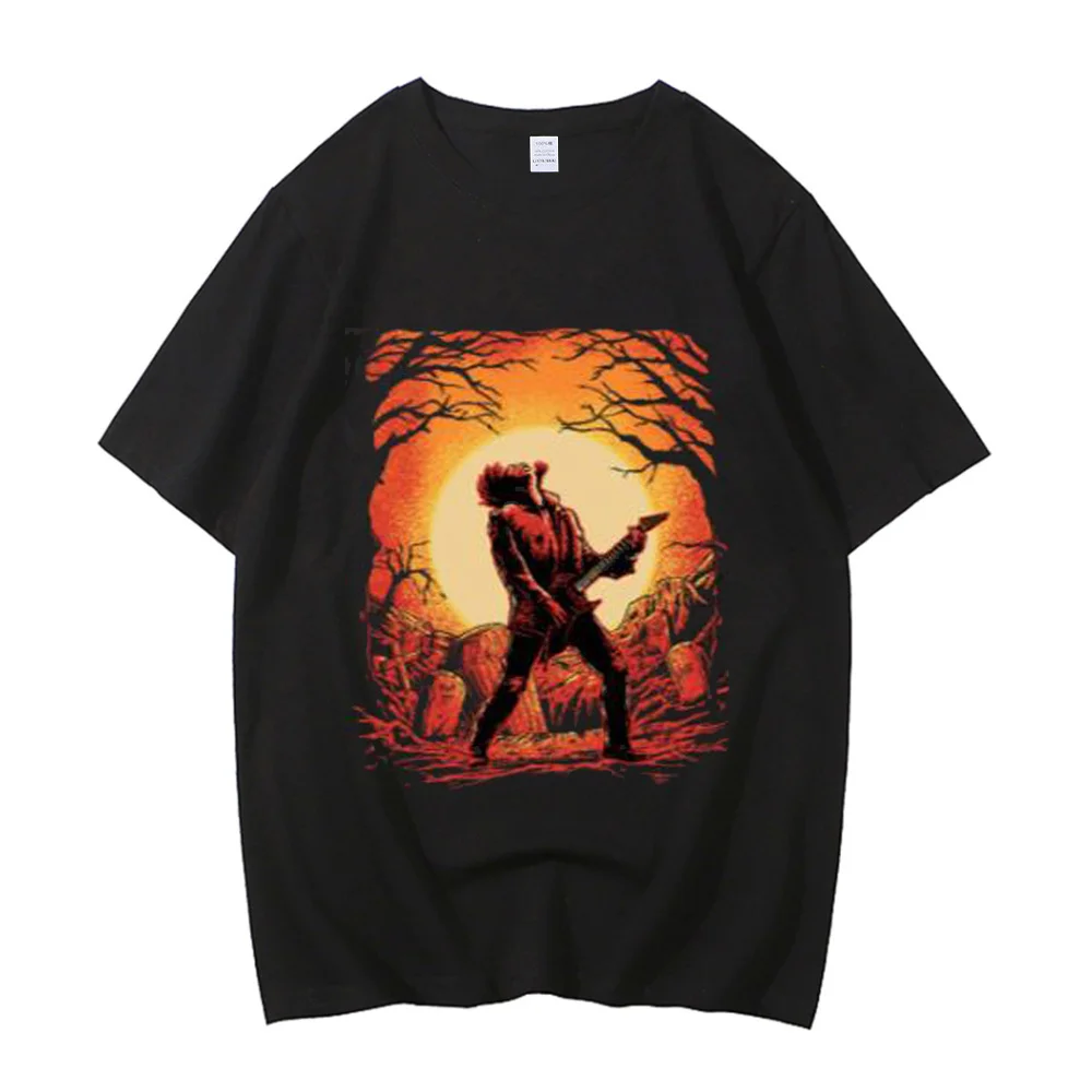 Eddie Munson cotton t shirt men streetwear Classic Punk Gothic t shirt University streetwear Pop Culture Psychedelic graphic