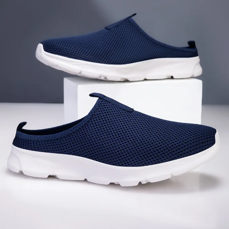Men Casual Shoes Slip-On Half Slippers Running Shoes Men Plus Size Sport Shoes Lightweight Comforty Breathable Walking Sneakers