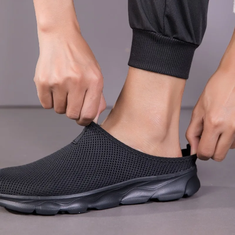Men Casual Shoes Slip-On Half Slippers Running Shoes Men Plus Size Sport Shoes Lightweight Comforty Breathable Walking Sneakers