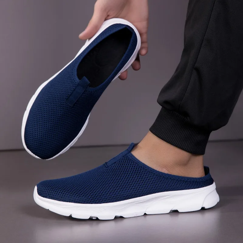 Men Casual Shoes Slip-On Half Slippers Running Shoes Men Plus Size Sport Shoes Lightweight Comforty Breathable Walking Sneakers