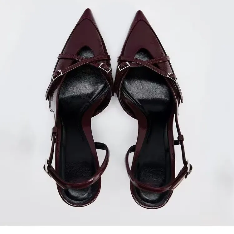 High-quality Baotou platform highheeled shoes Summer fashionable pointed-toe elegant cross-strap fine-heeled sandals Sizes 35-42