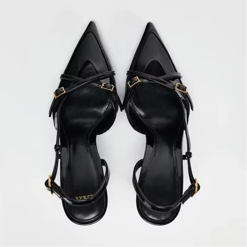 High-quality Baotou platform highheeled shoes Summer fashionable pointed-toe elegant cross-strap fine-heeled sandals Sizes 35-42