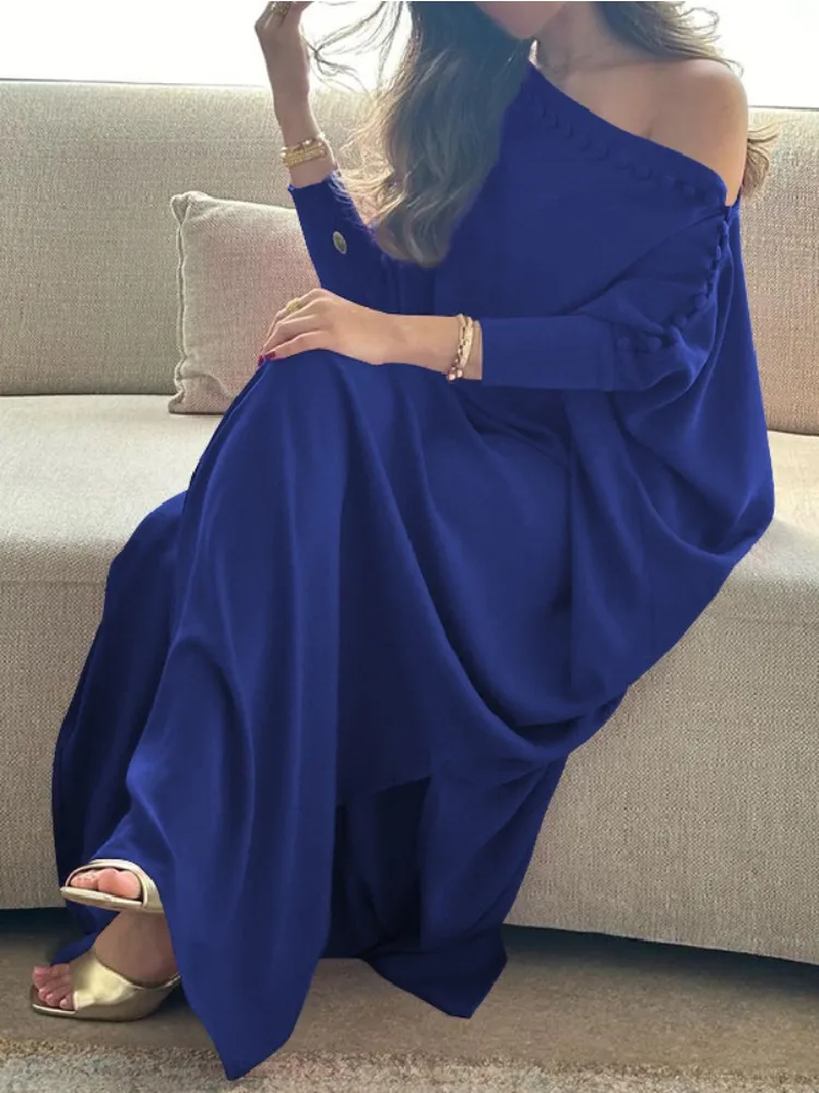 2026 Spring Vintage Robe Dress Women Oversize Long Sleeve Buttoned Maxi Dress Elegant Evening Banquet Gown