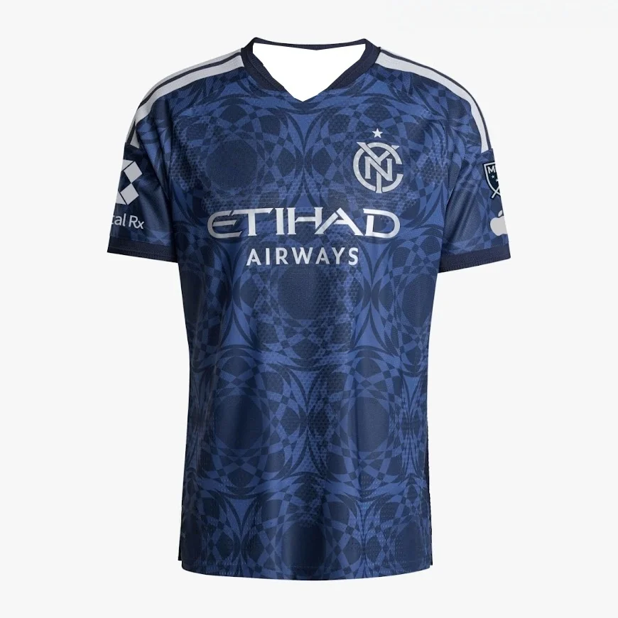 NYCFC 2026 All Nations Kit Men's Soccer Shirt MLS Football Jersey Fan Version Blue Geometric Pattern Kit Summer T Shirts