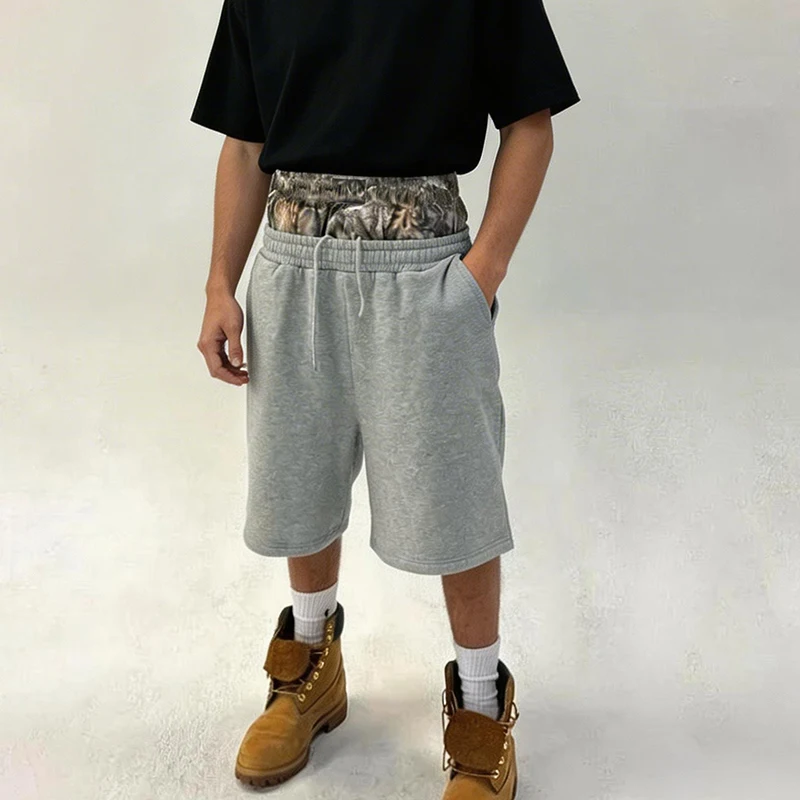 European American High Street Trend Double Waisted Seven quarter Shorts Men's Loose Fashionable Casual Exercise Shorts Women's
