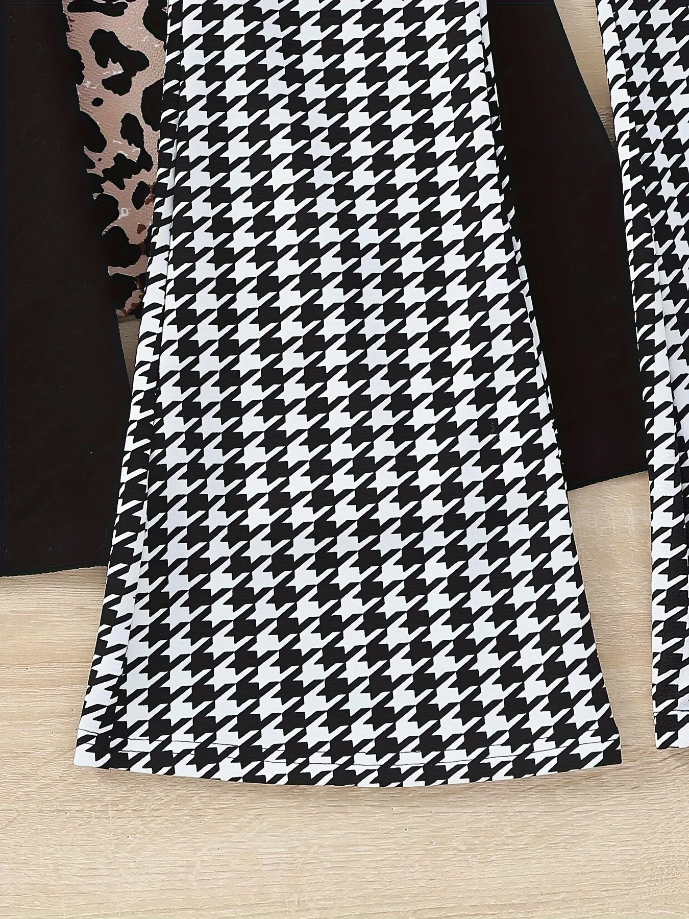 Trendy Girls 3 Pack Bell Bottoms Houndstooth Leopard Print Flare Pants Y2K Streetwear Fashion Pants