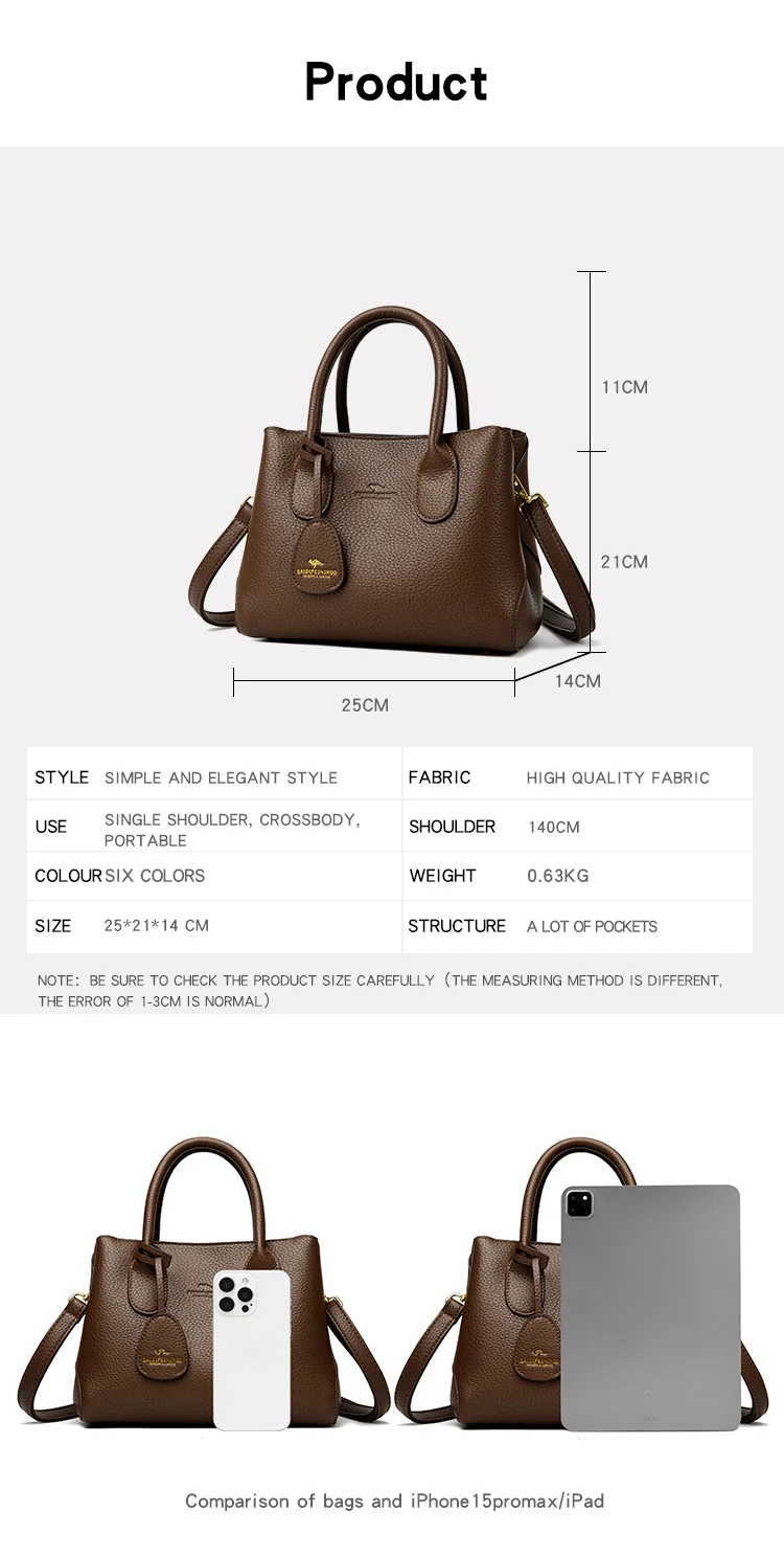 3-layer Design Women's Handbags Luxury Shoulder Crossbody Bags High Quality Soft Leather Bag Ladies Fashion Messenger Sac A Main