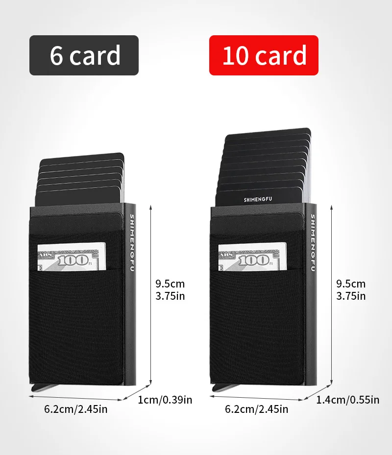 Fashion Metal Aluminum Leather ID Card Holder Multi-Function Designer Bank Card Men Wallet Business Pop-Up Cardholder Women