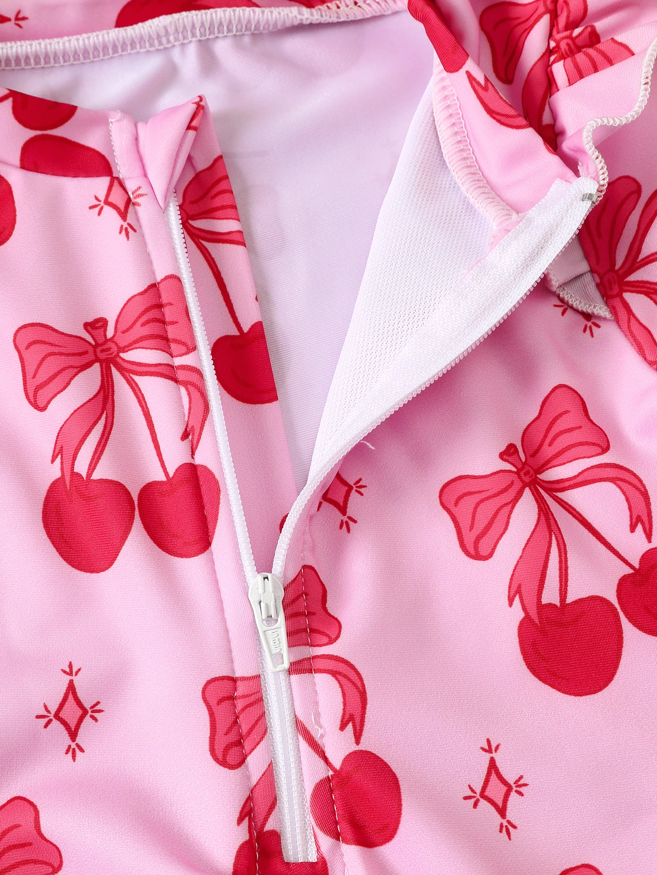 Baby Girl Summer Cherry Print Long Sleeve Onesie Swimsuit with Hat Infant Swimwear Protection And Style in One Piece