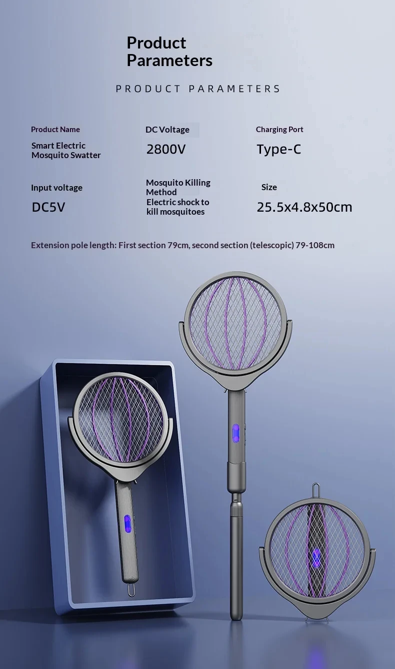 HOMEFISHNew four in one retractable electric mosquito swatter USB rechargeable automatic mosquito trap outdoor mosquito killer l