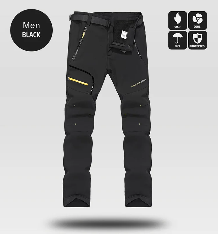 Men's Skiing Pants Camping Fleece Lined Waterproof Winter Insulated Hiking Trekking Trousers Outdoor Work Hunting