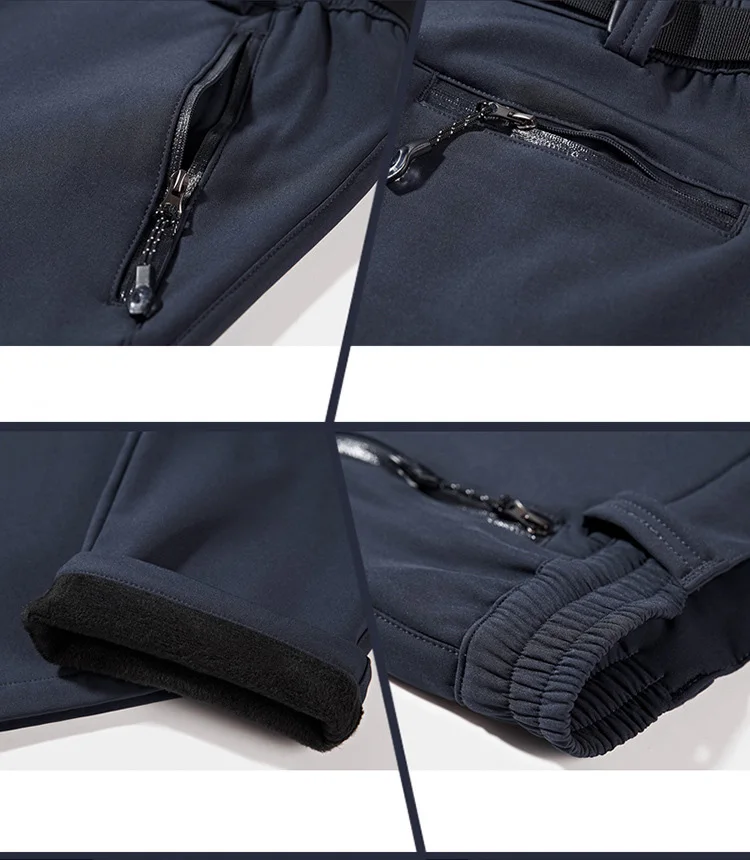 Men's Skiing Pants Camping Fleece Lined Waterproof Winter Insulated Hiking Trekking Trousers Outdoor Work Hunting