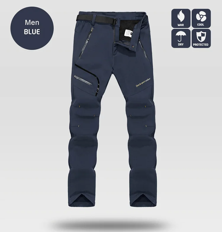 Men's Skiing Pants Camping Fleece Lined Waterproof Winter Insulated Hiking Trekking Trousers Outdoor Work Hunting