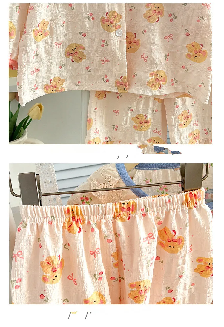 Cute Pajamas For Girls Cotton Kids Sleepwear Sweet Style Homewear