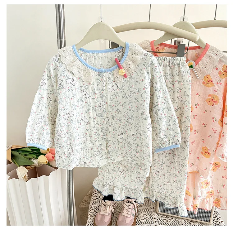 Cute Pajamas For Girls Cotton Kids Sleepwear Sweet Style Homewear
